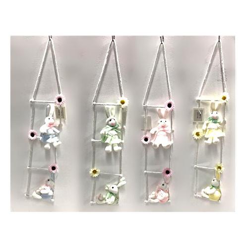 Creare Italia Decoro Scala da appendere con conigletti tessuto Assortito (56 cm) 38443