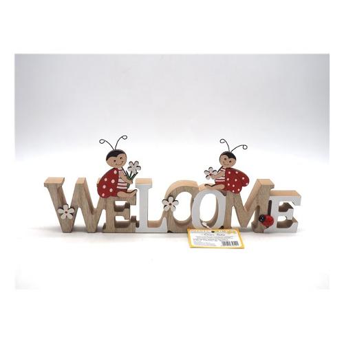 Creare Italia Decoro Welcome in legno con coccinelle (29,5x2,5x9,5 cm) 35322
