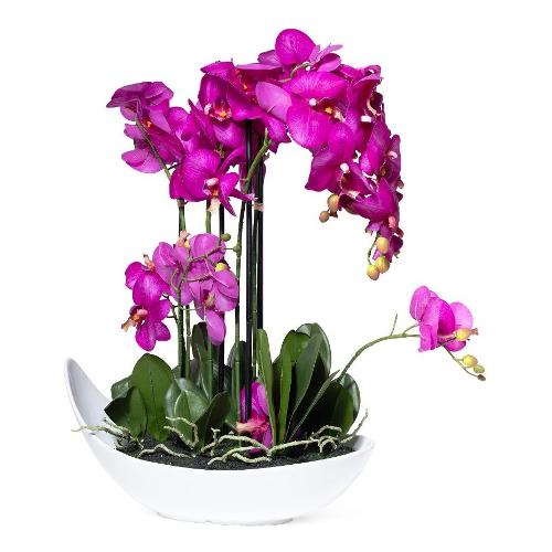Mercury Pianta artificiale Orchidea fucsia con vaso ceramica (56x67cm) 37070