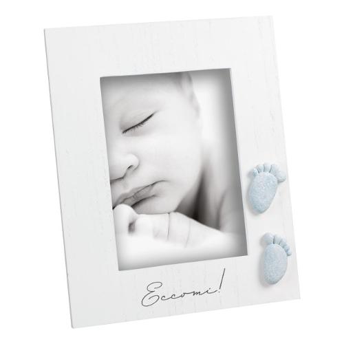 Mascagni Portafoto (per 1f 13x18 cm ) PIEDINI Bianco e Celeste A2034F