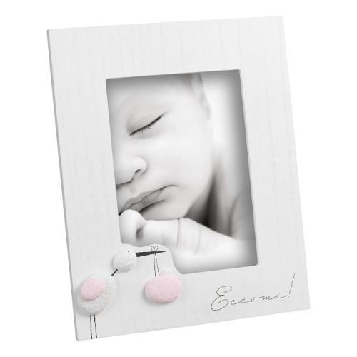 Mascagni Portafoto (per 1f 13x18 cm ) CICOGNA Bianco e Rosa A2036C