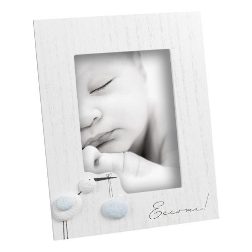 Mascagni Portafoto (per 1f 13x18 cm ) CICOGNA Bianco e Celeste A2036F