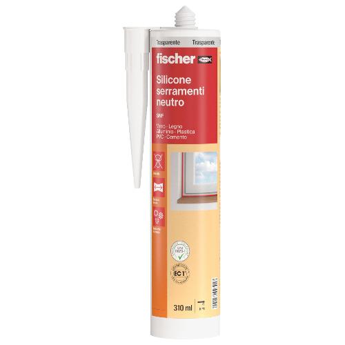 Fischer Silicone neutro Serramenti e Sanitari SNF TR trasparente tubo cartuccia 310 ml 9391