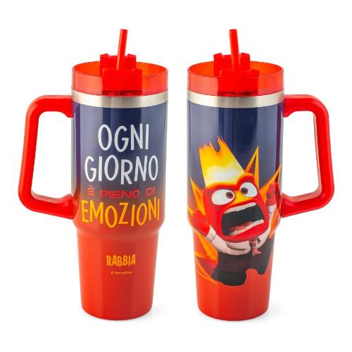 H&H Tazza termica mug con cannuccia Rabbia inox (900ml) DISNEY INSIDE OUT 9035503