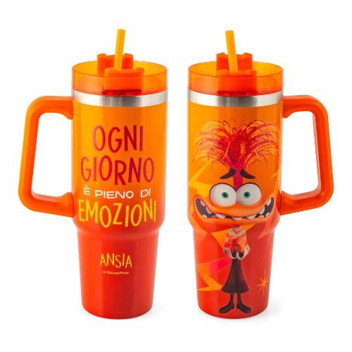 H&H Tazza termica mug con cannuccia Ansia inox (900ml) DISNEY INSIDE OUT 9035502