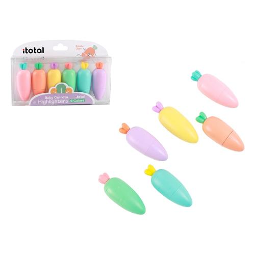 i-total Set evidenziatori 6 pz mini Carota punta scalpello MACARON Colori pastel assortiti XL2306A