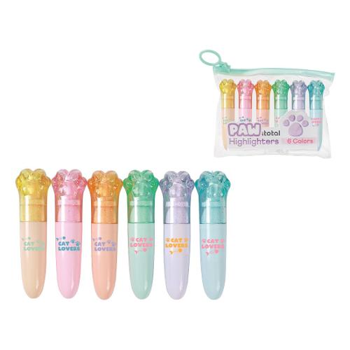 i-total Set evidenziatori 6 pz mini Zampa con astuccio punta scalpello MACARON Colori pastel assortiti XL2306G