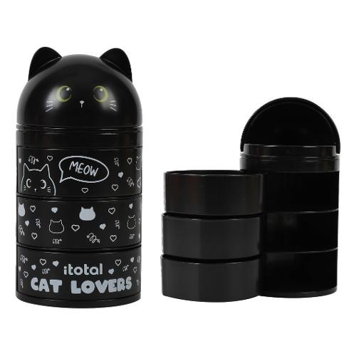 i-total Organizer scrivania verticale 4P (8,3x16cm) BLACK CAT Nero XL2704A