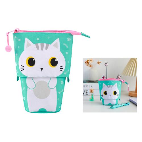 i-total Astuccio estensibile Pop up h. 12,5-19 cm WHITE CAT Verde e Bianco XL3026