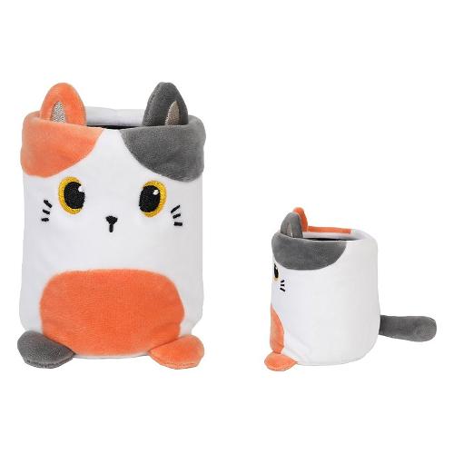 i-total Porta penne Plush (9,5x12,5cm) ORANGE CAT Bianco, Grigio e Arancio XL2852