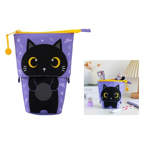 i-total Astuccio estensibile Pop up h. 12,5-19 cm BLACK CAT Viola e Nero XL3023