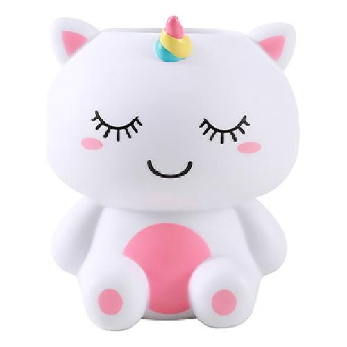 i-total Porta penne 3D (10x8x11,5cm) UNICORN Bianco e Rosa XL3016