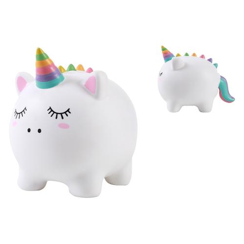 i-total Salvadanaio Plastica (18x15x15cm) UNICORN Bianco XL2498