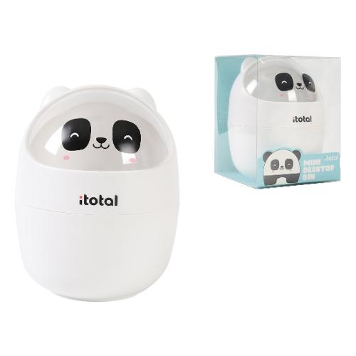 i-total Cestino gettacarte da scrivania plastica (12x16cm) PANDASTIC Bianco XL2704