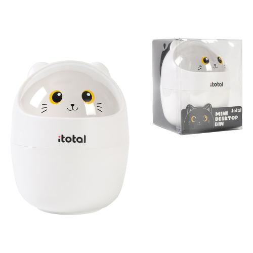 i-total Cestino gettacarte da scrivania plastica (12x16cm) WHITE CAT Bianco XL2702