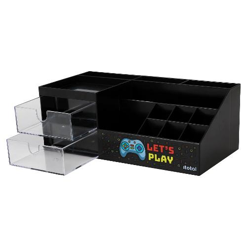 i-total Organizer scrivania multiscomparto (24,3x12x9cm) LET’S PLAY Nero XL2703C