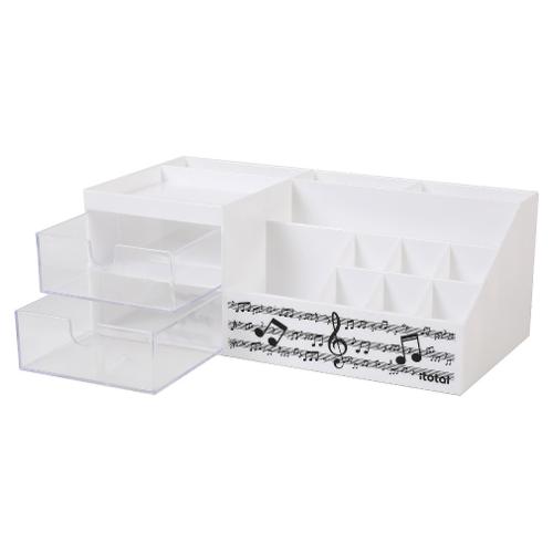 i-total Organizer scrivania multiscomparto (24,3x12x9cm) MUSIC Bianco XL2703D