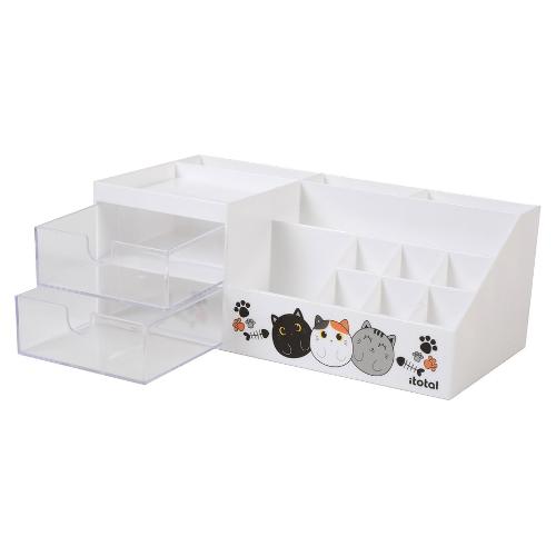 i-total Organizer scrivania multiscomparto (24,3x12x9cm) CAT Bianco XL2703A