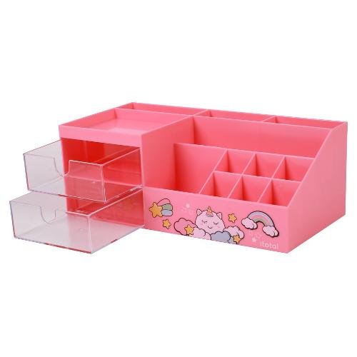 i-total Organizer scrivania multiscomparto (24,3x12x9cm) UNICORN Rosa XL2703B