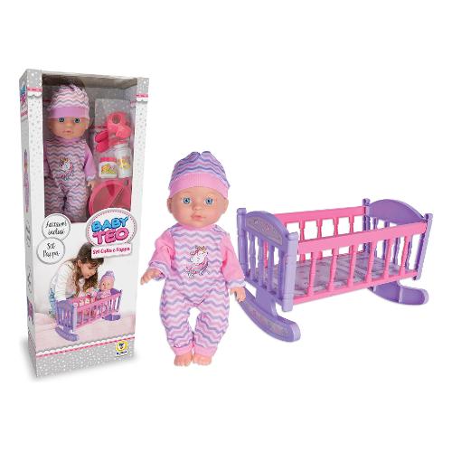 Teorema Set bambola Bebè con culla e accessori BABY TEO 80459