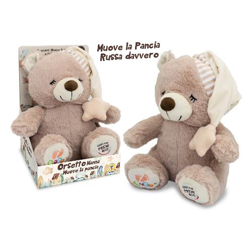 Teorema Peluche Orsetto Ninna Nanna luce e movimento pancino (25cm) GOGO Beige 39478