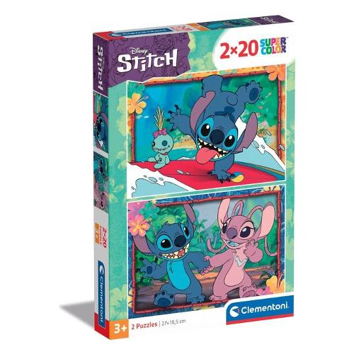 Clementoni Puzzle 2x20 pz Super Color 36m+ (27x18,5cm) DISNEY STITCH 24809