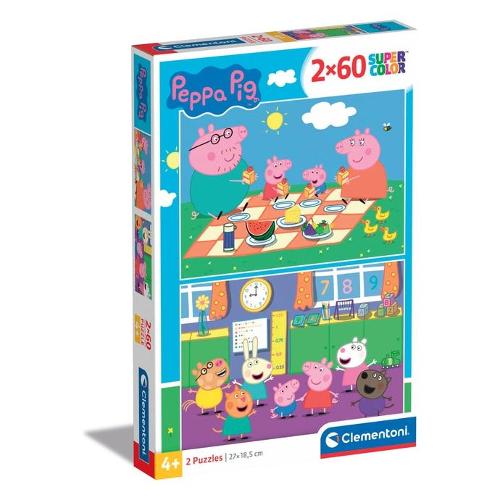 Clementoni Puzzle 2x60 pz Super Color 4a+ (27x18,5cm) PEPPA PIG 24793