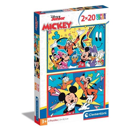 Clementoni Puzzle 2x20 pz Super Color 36m+ (27x18,5cm) DISNEY MICKEY 24791
