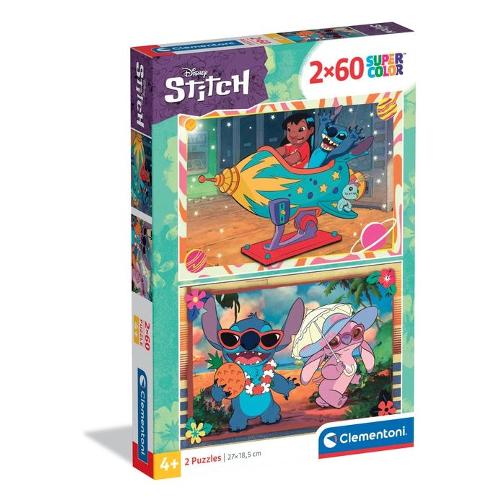 Clementoni Puzzle 2x60 pz Super Color 4a+ (27x18,5cm) DISNEY STITCH 24822