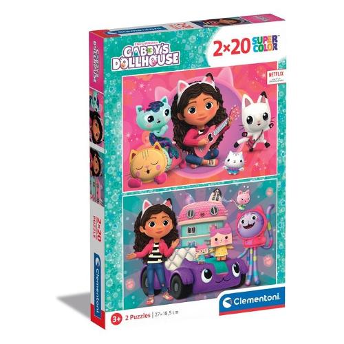 Clementoni Puzzle 2x60 pz Super Color 4a+ (27x18,5cm) GABBY'S DOLLHOUSE 24804