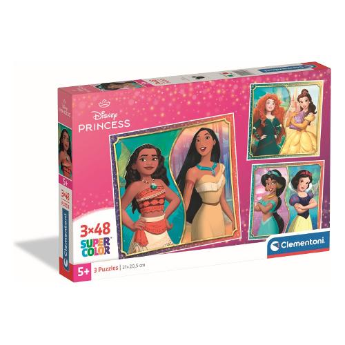 Clementoni Puzzle 3x48 pz Super Color 5a+ (21x20,5cm) DISNEY PRINCESS 25064
