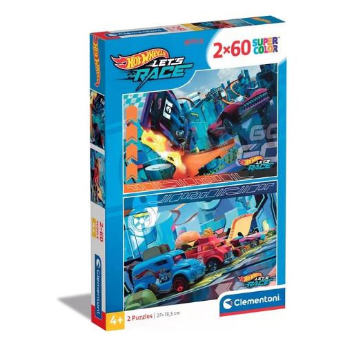 Clementoni Puzzle 2x60 pz Super Color 4a+ (27x18,5cm) HOT WHEELS 24816