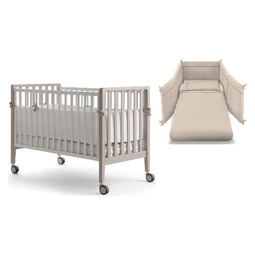 Pali Set lettino infanzia evolutivo trasformabile tessile Ecrù WIN Bianco e Tortora 0127WINTE