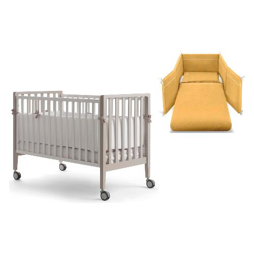 Pali Set lettino infanzia evolutivo trasformabile tessile Ocra WIN Bianco e Tortora 0127WINT0