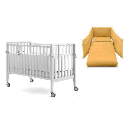Pali Set lettino infanzia evolutivo trasformabile tessile Ocra WIN Bianco 0127WINB0