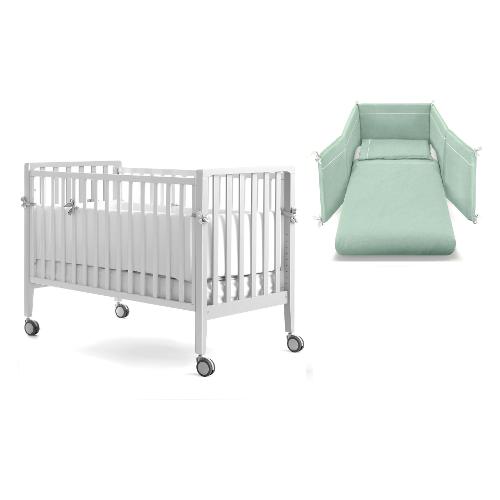 Pali Set lettino infanzia evolutivo trasformabile tessile Menta WIN Bianco 0127WINBV