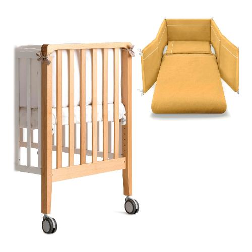 Pali Set lettino infanzia evolutivo trasformabile tessile Ocra WIN Bianco e Naturale 127WINN0