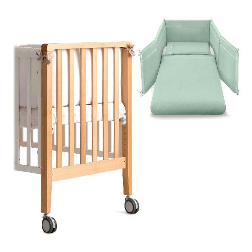 Pali Set lettino infanzia evolutivo trasformabile tessile Menta WIN Bianco e Naturale 127WINNV