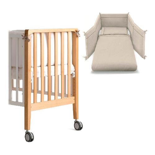 Pali Set lettino infanzia evolutivo trasformabile tessile Ecrù WIN Bianco e Naturale 127WINNE