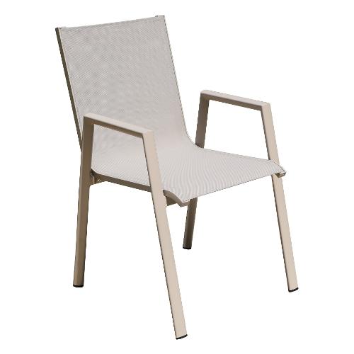 Amicasa Sedia con braccioli alluminio, textilene MARTINIQUE Art 2 Khaki 2509 001