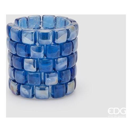 Edg Vaso Vetro (13x12cm) cilindro GEMME Blu 1100627A800