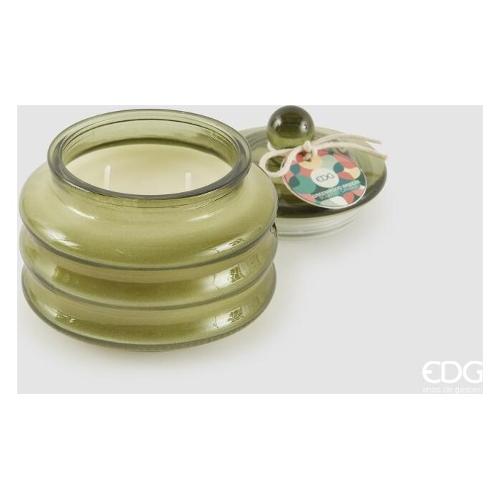 Edg Candela profumata Greenwood Breeze (9,5x9,5cm) vetro con tappo CIRCLE Verde 6100219AGRB