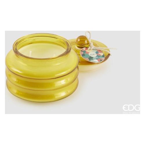 Edg Candela profumata Ambra (9,5x9,5cm) vetro con tappo CIRCLE Giallo 6100219AAMB