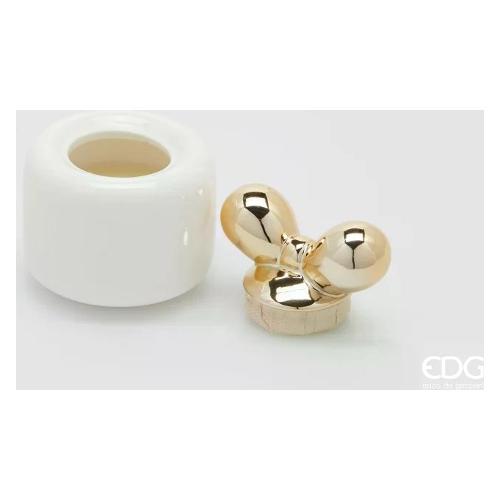 Edg Candela profumata Frangipani (8,5x10cm) mini con tappo fiocco JOLIE Bianco 6100274AFGP