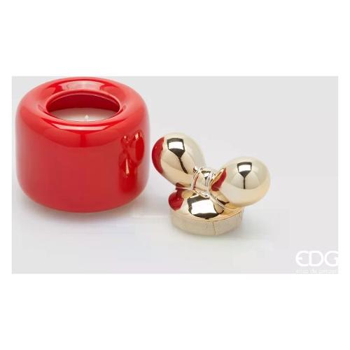 Edg Candela profumata Berry Fruit (8,5x10cm) mini con tappo fiocco JOLIE Rosso 6100274ABEF