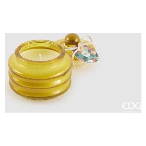 Edg Candela profumata Ambra (7,5x7,5cm) vetro con tappo CIRCLE Giallo 6100218AAMB