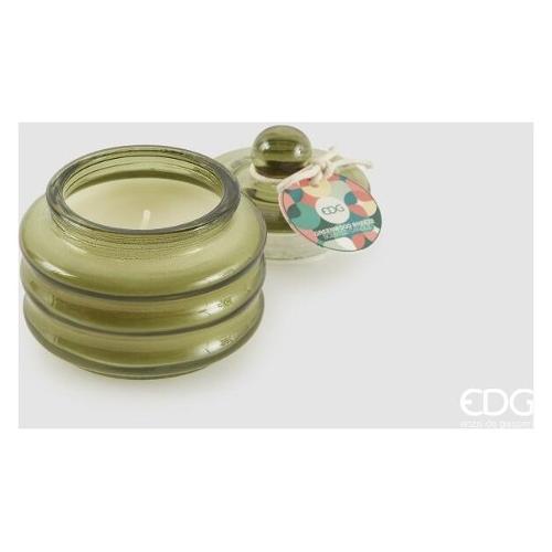 Edg Candela profumata Greenwood Breeze (7,5x7,5cm) vetro con tappo CIRCLE Verde 6100218AGRB