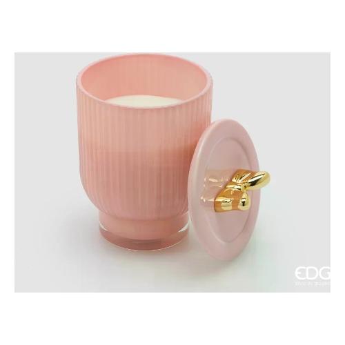 Edg Candela profumata Rose Water (10x15cm) con tappo fiocco JOLIE Rosa 6100273ARWA