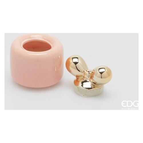 Edg Candela profumata Rose Water (8,5x10cm) mini con tappo fiocco JOLIE Rosa 6100274APNI