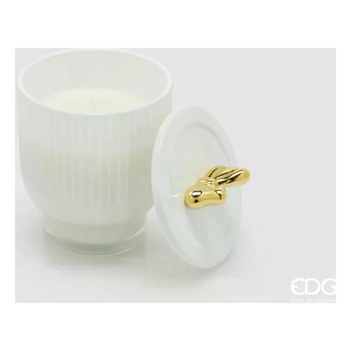 Edg Candela profumata Frangipani (9x13cm) con tappo fiocco JOLIE Bianco 6100272AFGP